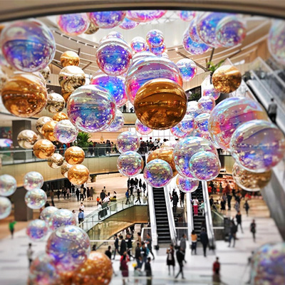 Decoração de bolas de espelho inflável para MICS Mall em Taiuan, província de Shanxi